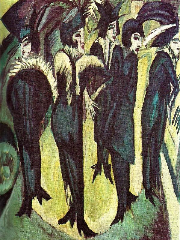 Ernst Ludwig Kirchner fem kvinnor pa gatan France oil painting art